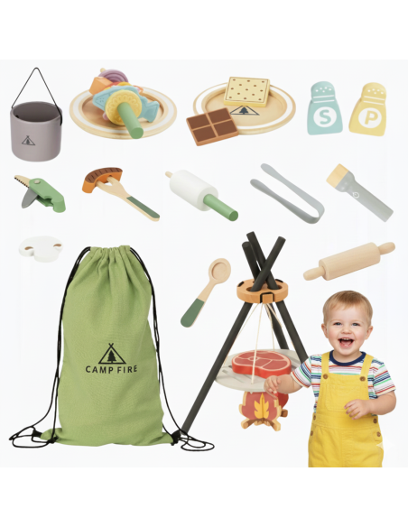 Drewniany Zestaw Kempingowy Tooky Toy – Zabawa Gotowaniem dla Dziecka