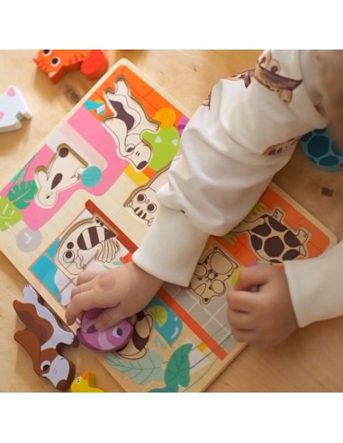 Holz-Puzzles Montessori TOOKY TOY – Tiere im Haus