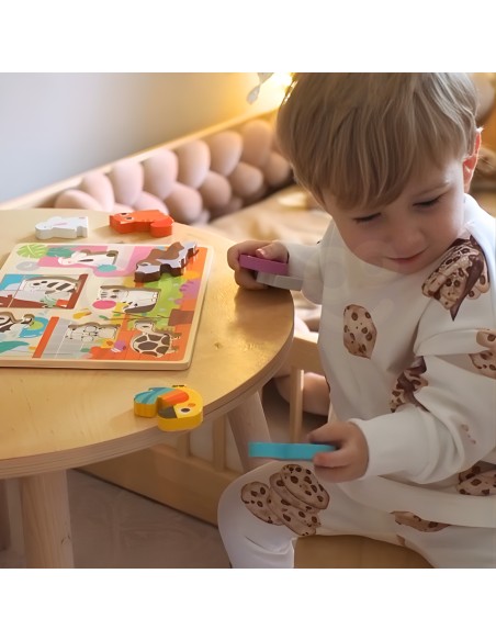 Holz-Puzzles Montessori TOOKY TOY – Tiere im Haus