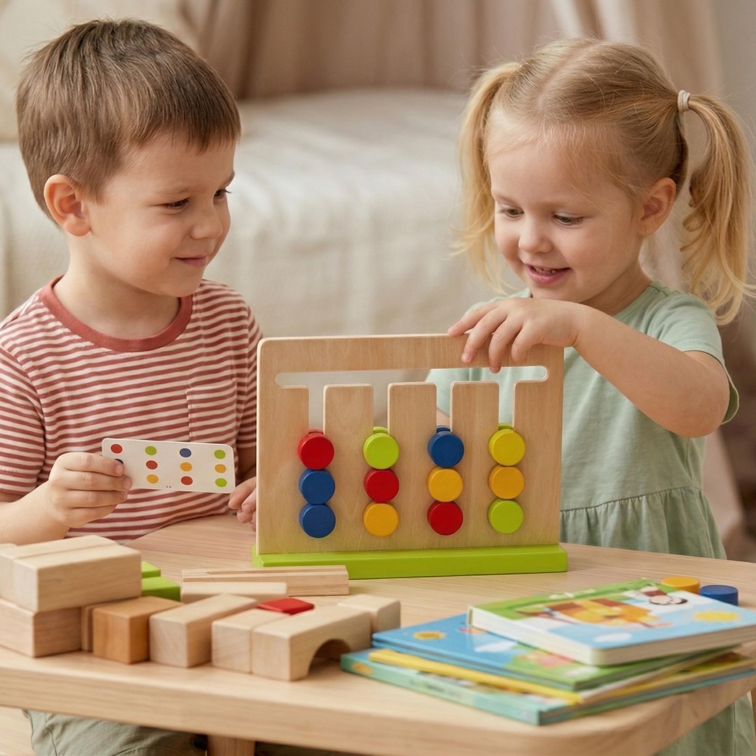 Kolorowy Wyścig Czasu - Drewniana Układanka Logiczna Tooky Toy - 19 z 22