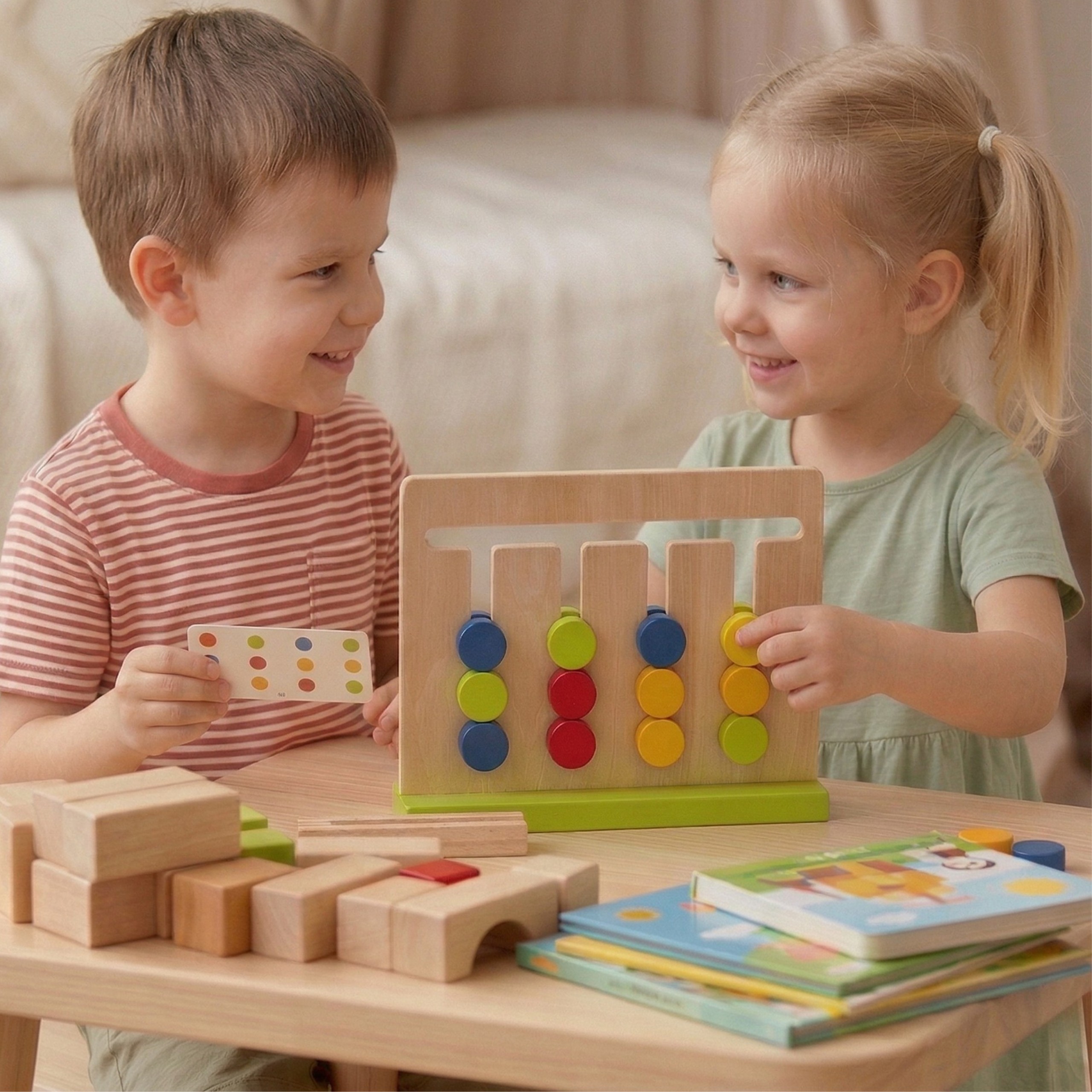 Kolorowy Wyścig Czasu - Drewniana Układanka Logiczna Tooky Toy - 20 z 22