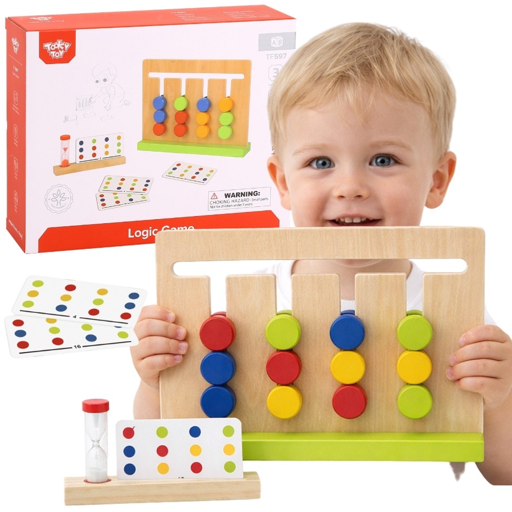Kolorowy Wyścig Czasu - Drewniana Układanka Logiczna Tooky Toy - 18 z 22