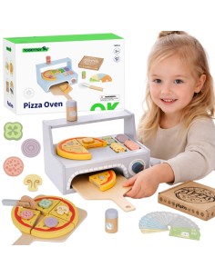 Medinė picos orkaitė Tooky Toy – virtuvės rinkinys vaikams, priedai