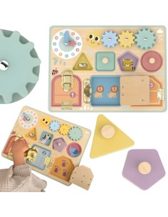TOOKY TOY Motorikboard mit Zahnrädern und Uhr für Kinder