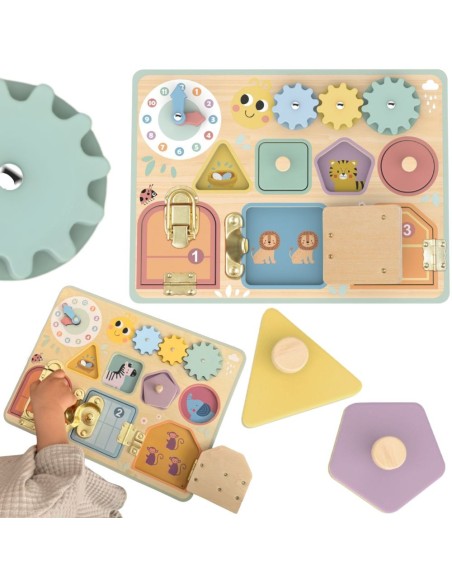 TOOKY TOY Tablica Manipulacyjna z Ząbkami i Zegarem dla Dzieci