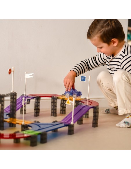 WOOPIE Magnetic Car Track 137 Elements + Car - Racing Set
