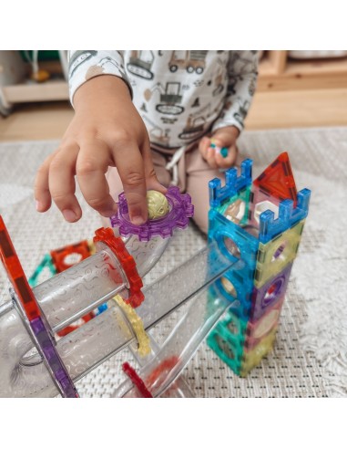 Klocki Magnetyczne Tor Kulkowy Kulodrom 126el WOOPIE - Zestaw 3D