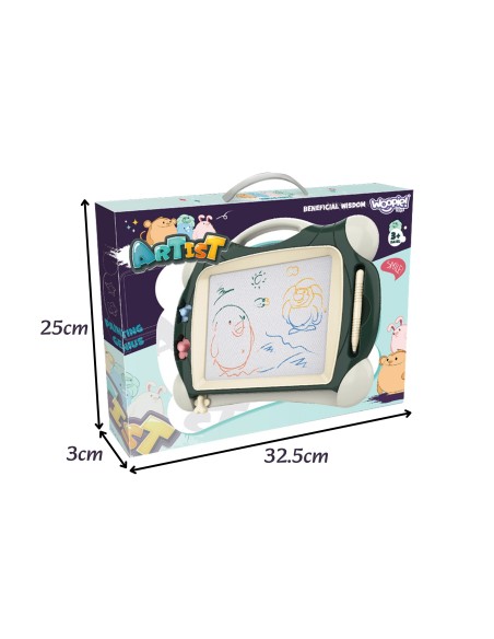 WOOPIE Znikopis Bunte Magnettafel + 2 Stempel Grün