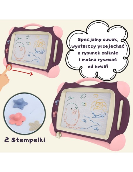 WOOPlE Znikopis Kolorowy z 2 Stempelkami Fioletowy - Kreatywna Zabawa