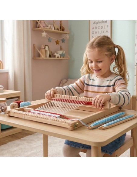 Drewniane krosno tkackie dla dzieci Zabawka kreatywna Viga Warsztat XXL