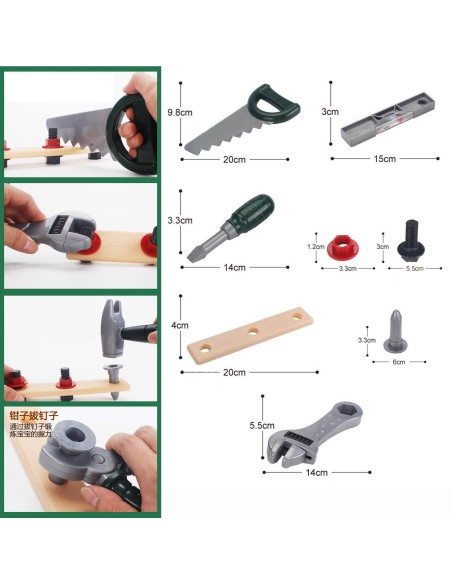 WOOPIE Large Tool Box for Children 15 pcs.