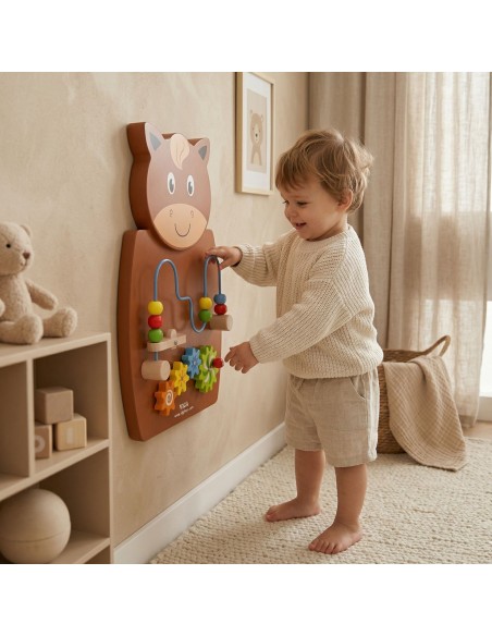 Holz-Montessori-Entwicklungswand Pferd VIGA – FSC-Zertifikat