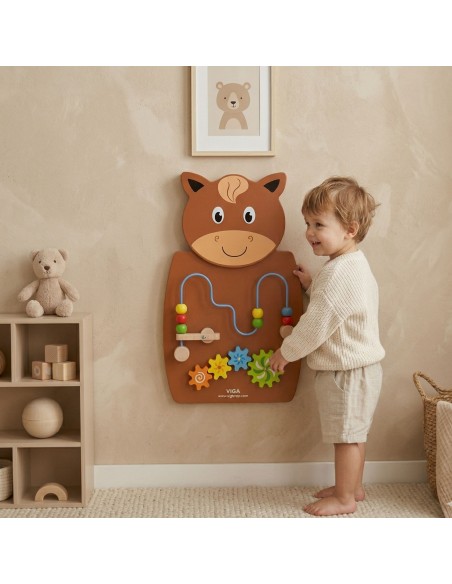 Holz-Montessori-Entwicklungswand Pferd VIGA – FSC-Zertifikat