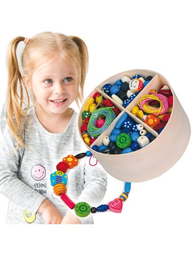 VIGA Wooden Beads for Stringing 608 Pieces in a Box