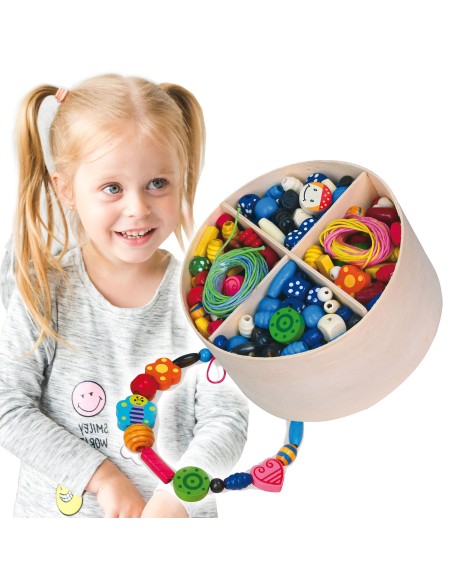 VIGA Wooden Beads for Stringing 608 Pieces in a Box