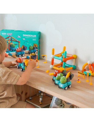 Magnetinės WOOPIE kaladėlės Dinozaurai 84 el. – Kūrybiškas žaidimas!