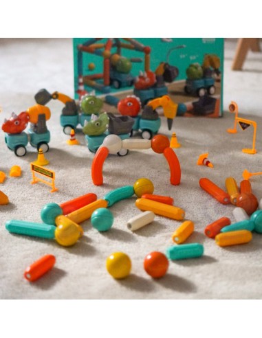 Magnetinės WOOPIE kaladėlės Dinozaurai 84 el. – Kūrybiškas žaidimas!
