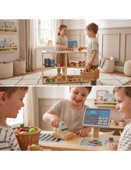 VIGA Wooden Cash Register - Safe Toy for Children