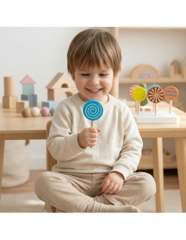 VIGA Holzfarbene Lollis, 6 Stück – Spielzeug für Kinder