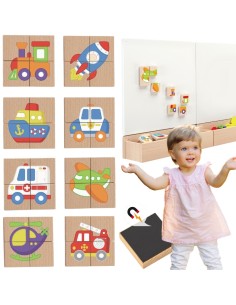 Viga Układanka drewniana pojazdy - Puzzle magnetyczne FSC