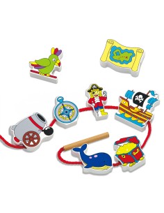 VIGA Wooden Blocks Interlacing Threading Pirates