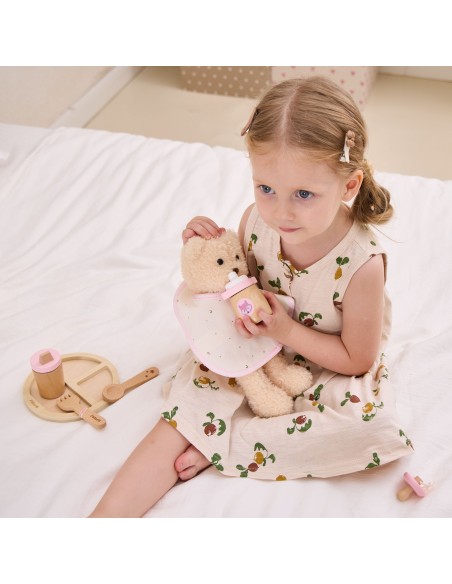 Doll feeding set - wooden, pastel, cute VIGA