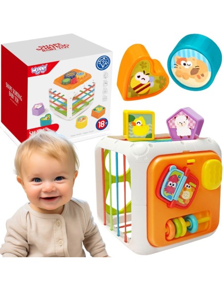Edukacinė sensorinė kaladėlių dėžutė 4 viename Montessori – WOOPIE Baby