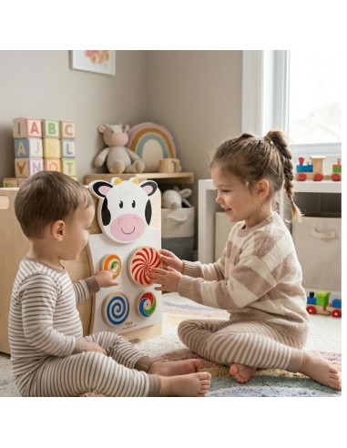 Drewniana Tablica Manipulacyjna Krówka Montessori FSC 60 cm