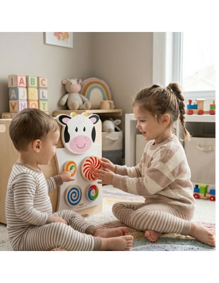 Wooden Manipulative Board Cow Montessori FSC 60 cm