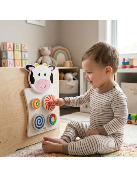 Wooden Manipulative Board Cow Montessori FSC 60 cm