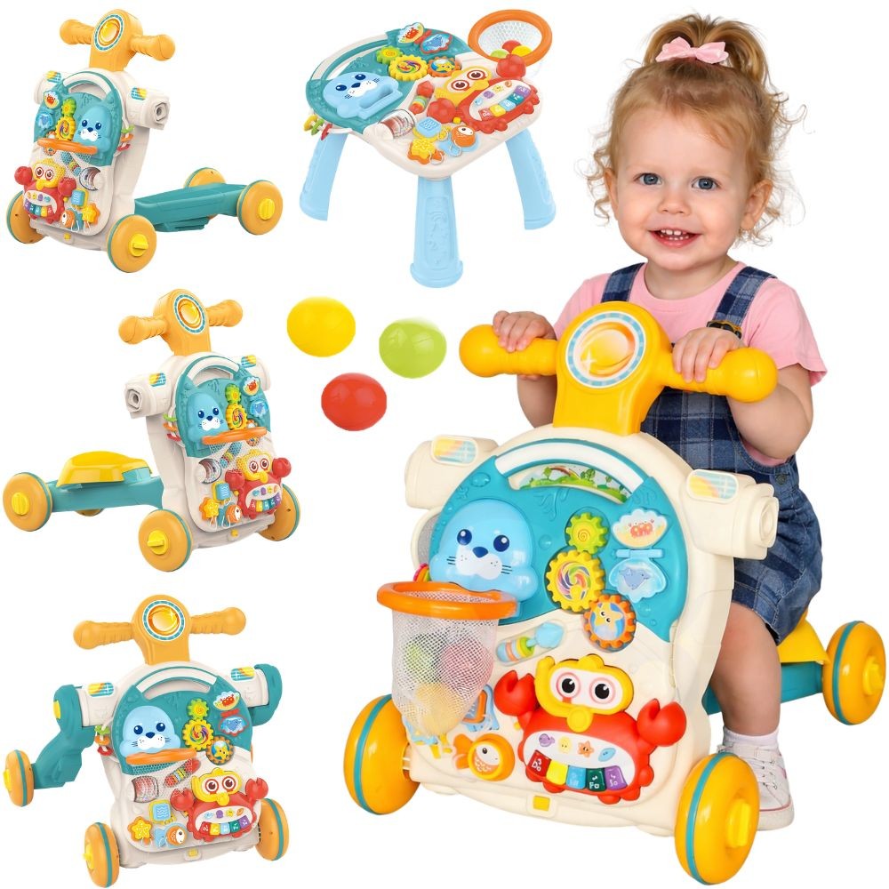 WOOPIE BABY Lära-gå-vagn 4-i-1 med aktivitetsbord och sparkcykel