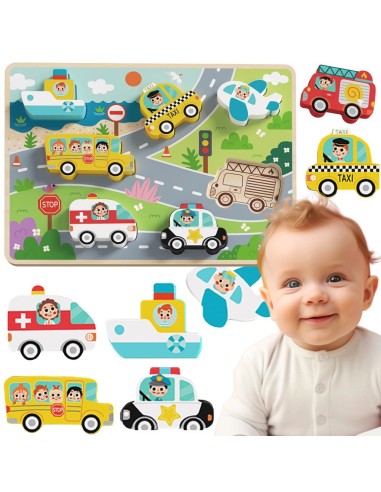 Drewniane Puzzle Pojazdy Zabawka Edukacyjna Dla Dzieci Tooky Toy