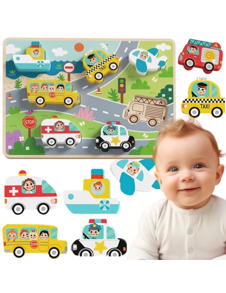 Wooden Puzzle Vehicles Educational Toy For Children Tooky Toy