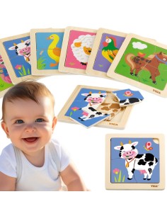 VIGA Wooden Cow Puzzle - Development and Fun for Children