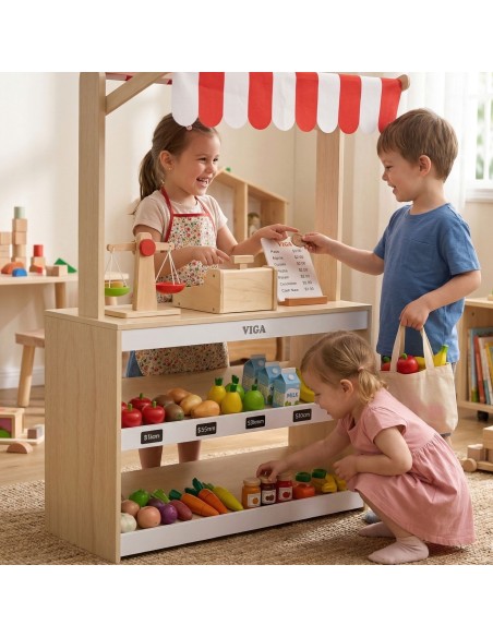VIGA Holz-Warenstand – Spielzeug für kleine Verkäufer
