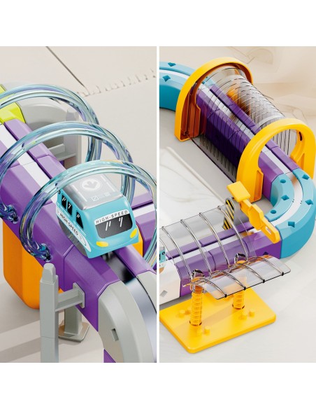 WOOPIE Magnetisches Konstruktionsset Eisenbahnschienen mit Anziehungseffekt 126-tlg.