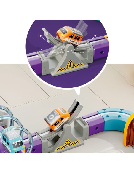 WOOPIE Magnetisches Konstruktionsset Eisenbahnschienen mit Anziehungseffekt 126-tlg.