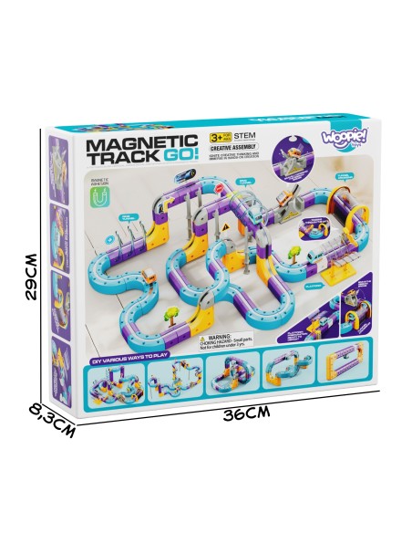 WOOPIE Magnetisches Konstruktionsset Eisenbahnschienen mit Anziehungseffekt 126-tlg.