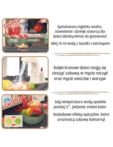 WOOPIE Interaktive Küche mit Dampfeffekt und Wasserhahn 88-tlg. - Shop