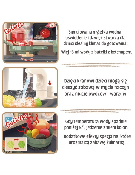 WOOPIE Interaktive Küche mit Dampfeffekt und Wasserhahn 88-tlg. - Shop