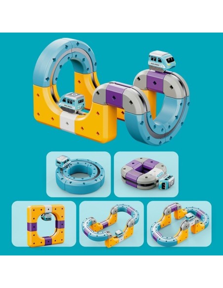 Magnetischer Eisenbahnbau von Woopie STEM Anziehungseffekt 54-tlg.