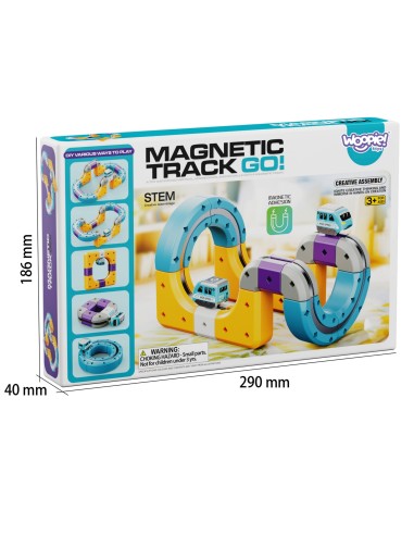 WOOPIE Magnetisches Konstruktionsset Eisenbahnschienen mit Anziehungseffekt 38-tlg.