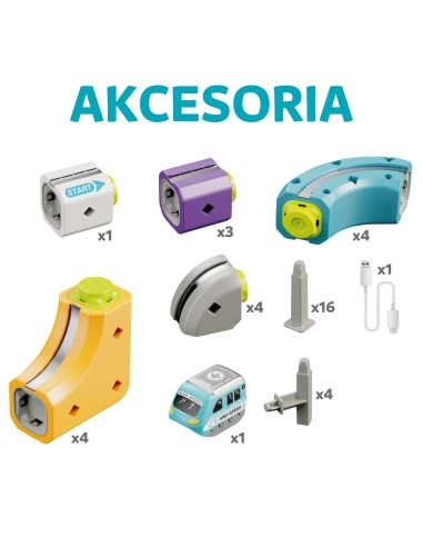 WOOPIE Magnetisches Konstruktionsset Eisenbahnschienen mit Anziehungseffekt 38-tlg.