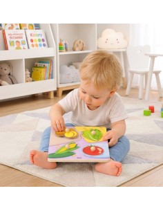 VIGA Wooden Puzzle with Pins - Vegetables for Children 2
