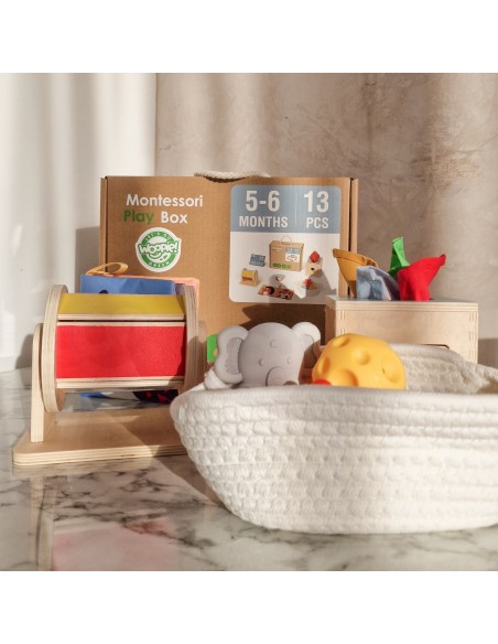 Montessori-Box 6in1 Sensorik 5-6 Monate WOOPIE GREEN – XXL Box