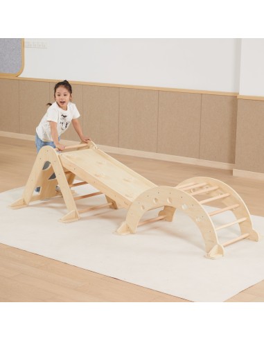 Drewniany Zestaw Gimnastyczny Montessori 3w1 Pikler Zjeżdżalnia VIGA