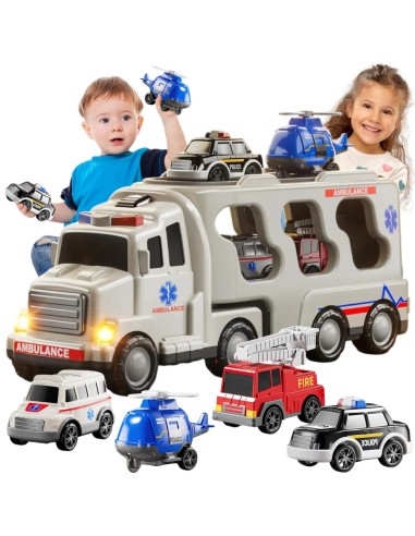 WOOPIE 5-Car Tow Truck - Ambulance included, great fun!