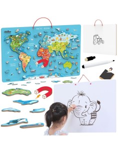 Viga 2in1 Educational Board with Magnetic Montessori World Map