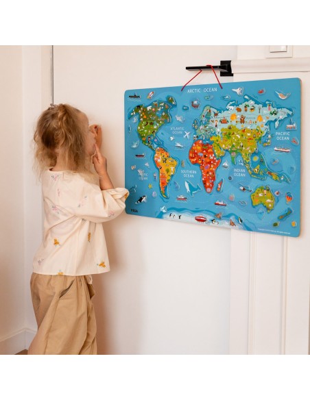 Viga 2 viename edukacinė lenta su magnetiniu pasaulio žemėlapiu Montessori