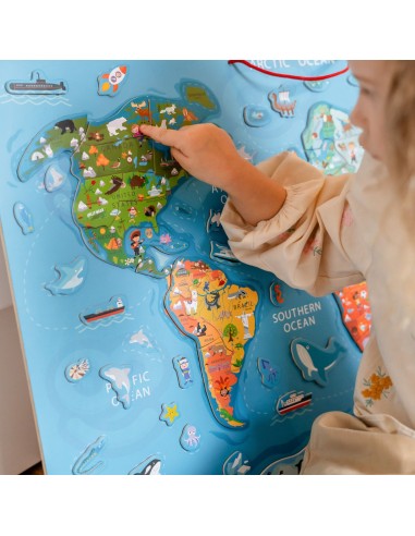 Viga 2 viename edukacinė lenta su magnetiniu pasaulio žemėlapiu Montessori